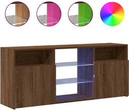 vidaXL - Tv-meubel - met - LED-verlichting - 120x30x50 - cm - bruin - eikenkleur