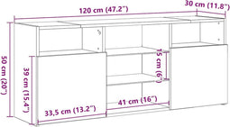 vidaXL - Tv-meubel - met - LED-verlichting - 120x30x50 - cm - grijs - sonoma - eiken