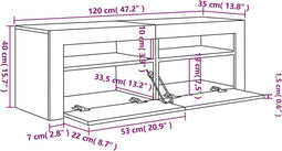 vidaXL - Tv-meubel - met - LED-verlichting - 120x35x40 - cm - bruin - eikenkleur