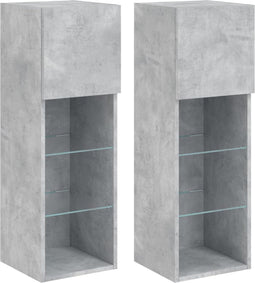 vidaXL - Tv-meubel - met - LED-verlichting - 2 - st - 30,5x30x90 - cm - betongrijs