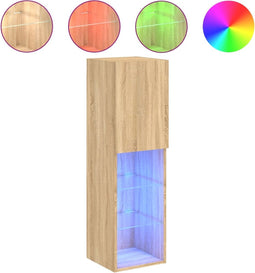 vidaXL - Tv-meubel - met - LED-verlichting - 30,5x30x102 - cm - sonoma - eikenkleur