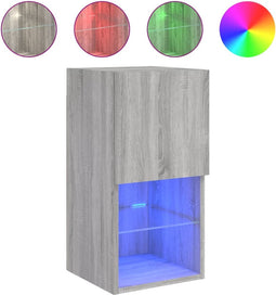 vidaXL - Tv-meubel - met - LED-verlichting - 30,5x30x60 - cm - grijs - sonoma - eiken