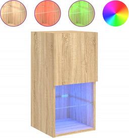 vidaXL - Tv-meubel - met - LED-verlichting - 30,5x30x60 - cm - sonoma - eikenkleurig