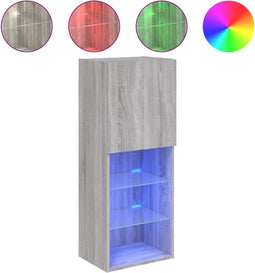 vidaXL - Tv-meubel - met - LED-verlichting - 40,5x30x102 - cm - grijs - sonoma - eiken