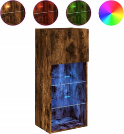 vidaXL - Tv-meubel - met - LED-verlichting - 40,5x30x90 - cm - gerookt - eikenkleur