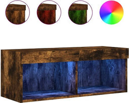 vidaXL - Tv-meubel - met - LED-verlichting - 80x30x30 - cm - gerookt - eikenkleurig