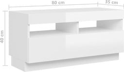 vidaXL - Tv-meubel - met - LED-verlichting - 80x35x40 - cm - hoogglans - wit