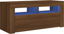 vidaXL - Tv-meubel - met - LED-verlichting - 90x35x40 - cm - bruin - eikenkleur