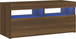 vidaXL - Tv-meubel - met - LED-verlichting - 90x35x40 - cm - bruin - eikenkleur