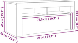 vidaXL - Tv-meubel - met - LED-verlichting - 90x35x40 - cm - betongrijs