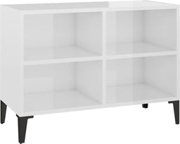 vidaXL - Tv-meubel - met - metalen - poten - 69,5x30x50 - cm - hoogglans - wit