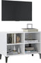 vidaXL - Tv-meubel - met - metalen - poten - 69,5x30x50 - cm - hoogglans - wit