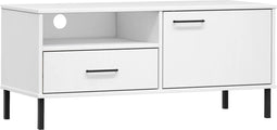 vidaXL - Tv-meubel - met - metalen - poten - OSLO - massief - grenenhout - wit