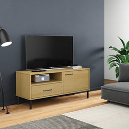 vidaXL - Tv-meubel - met - metalen - poten - OSLO - massief - grenenhout - bruin