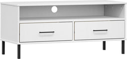 vidaXL - Tv-meubel - met - metalen - poten - OSLO - massief - grenenhout - wit