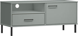 vidaXL - Tv-meubel - met - metalen - poten - OSLO - massief - grenenhout - grijs
