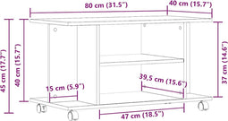 vidaXL - Tv-meubel - met - wieltjes - 80x40x45 - cm - bewerkt - hout - oud - houtkleurig