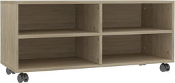 vidaXL - Tv-meubel - met - wieltjes - 90x35x35 - cm - bewerkt - hout - sonoma - eiken
