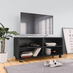 vidaXL - Tv-meubel - met - wieltjes - 90x35x35 - cm - bewerkt - hout - zwart