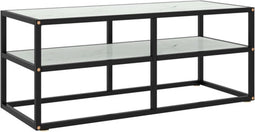 vidaXL - Tv-meubel - met - wit - marmerglas - 100x40x40 - cm - zwart