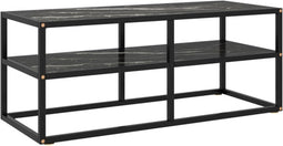 vidaXL - Tv-meubel - met - zwart - marmerglas - 100x40x40 - cm - zwart