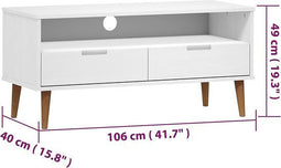 vidaXL - Tv-meubel - MOLDE - 106x40x49 - cm - massief - grenenhout - wit