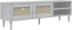 vidaXL - Tv-meubel - SENJA - 158x40x49 - cm - rattan-look - massief - grenenhout - wit