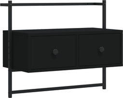vidaXL - Tv-meubel - wandgemonteerd - 60,5x30x51 - cm - bewerkt - hout - zwart
