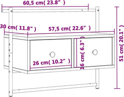 vidaXL - Tv-meubel - wandgemonteerd - 60,5x30x51 - cm - hout - bruin - eikenkleur