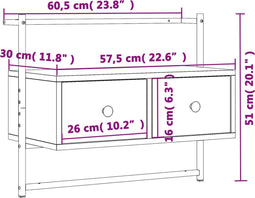 vidaXL - Tv-meubel - wandgemonteerd - 60,5x30x51 - cm - hout - gerookt - eikenkleur