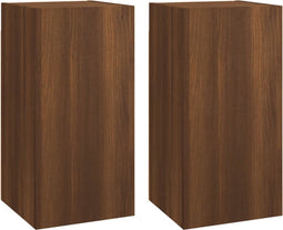 vidaXL - Tv-meubelen - 2 - st - 30,5x30x60 - cm - bewerkt - hout - bruin - eikenkleur