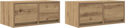 vidaXL - Tv-meubelen - 2 - st - 60x31x25,5 - cm - bewerkt - hout - artisanaal - eiken