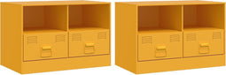 vidaXL - Tv-meubelen - 2 - st - 67x39x44 - cm - staal - mosterdgeel