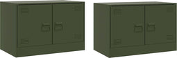 vidaXL - Tv-meubelen - 2 - st - 67x39x44 - cm - staal - olijfgroen
