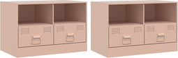 vidaXL - Tv-meubelen - 2 - st - 67x39x44 - cm - staal - roze