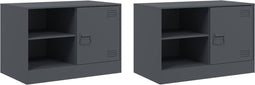 vidaXL - Tv-meubelen - 2 - st - 67x39x44 - cm - staal - antracietkleurig