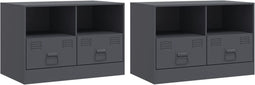 vidaXL - Tv-meubelen - 2 - st - 67x39x44 - cm - staal - antracietkleurig