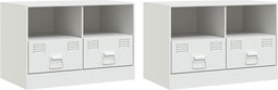 vidaXL - Tv-meubelen - 2 - st - 67x39x44 - cm - staal - wit