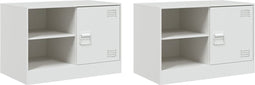vidaXL - Tv-meubelen - 2 - st - 67x39x44 - cm - staal - wit