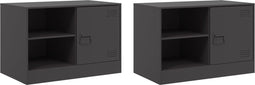 vidaXL - Tv-meubelen - 2 - st - 67x39x44 - cm - staal - zwart