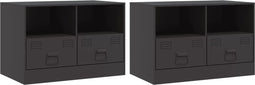 vidaXL - Tv-meubelen - 2 - st - 67x39x44 - cm - staal - zwart