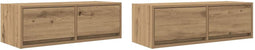 vidaXL - Tv-meubelen - 2 - st - 80x31x25,5 - cm - bewerkt - hout - artisanaal - eiken