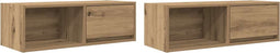 vidaXL - Tv-meubelen - 2 - st - 80x31x25,5 - cm - bewerkt - hout - artisanaal - eiken