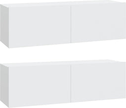 vidaXL - Tv-meubelen - 2 - st - wandgemonteerd - 100x30x30 - cm - bewerkt - hout - wit