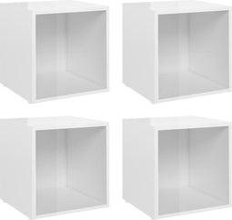 vidaXL - Tv-meubelen - 4 - st - 37x35x37 - cm - bewerkt - hout - hoogglans - wit