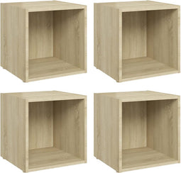vidaXL - Tv-meubelen - 4 - st - 37x35x37 - cm - bewerkt - hout - sonoma - eikenkleurig