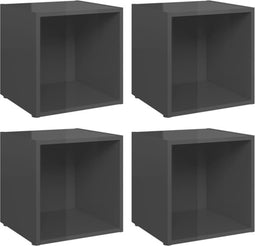 vidaXL - Tv-meubelen - 4 - st - 37x35x37 - cm - bewerkt - hout - hoogglans - grijs