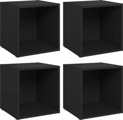 vidaXL - Tv-meubelen - 4 - st - 37x35x37 - cm - bewerkt - hout - zwart
