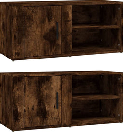 vidaXL - Tv-meubels - 2 - st - 80x31,5x36 - cm - bewerkt - hout - gerookt - eikenkleurig