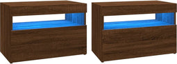 vidaXL - Tv-meubels - 2 - st - met - LED-verlichting - 60x35x40 - cm - bruineikenkleur